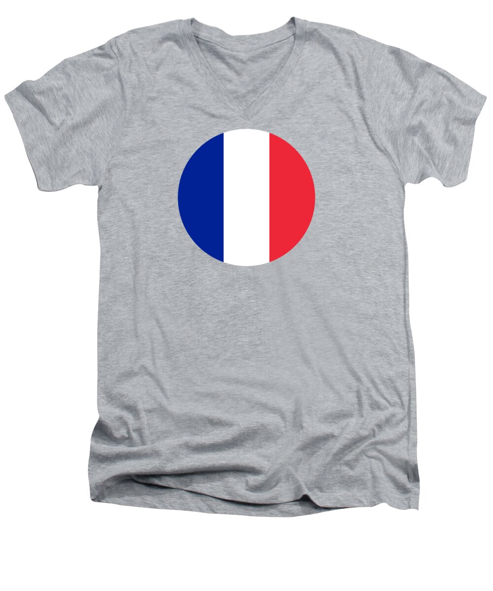 France Men's V-Neck T-Shirt featuring the digital art Flag Of France Round by Roy Pedersen