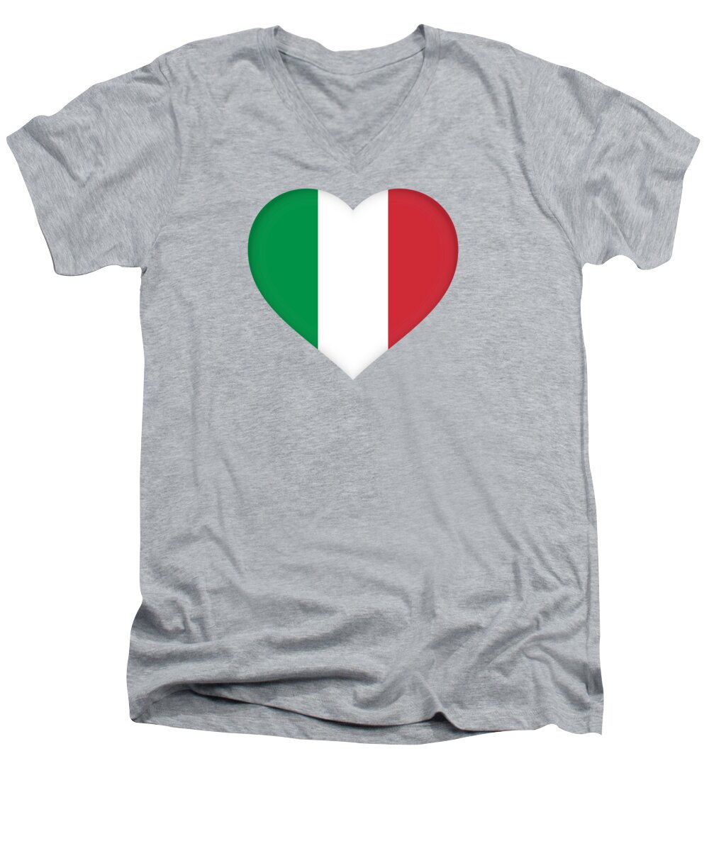 Italia Men's V-Neck T-Shirt featuring the digital art Flag of Italy Heart by Roy Pedersen