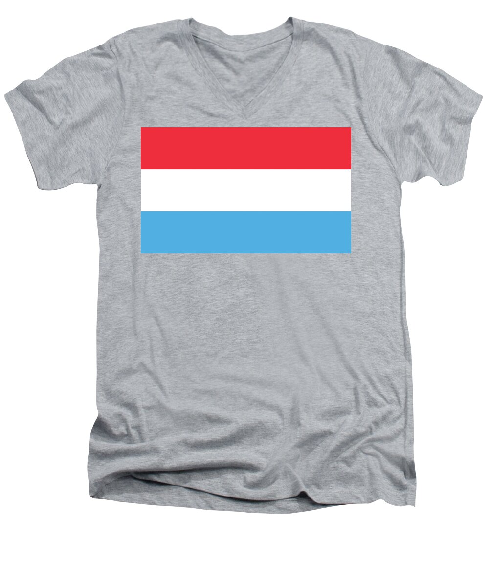 Luxembourg Men's V-Neck T-Shirt featuring the digital art Flag of Luxembourg by Roy Pedersen