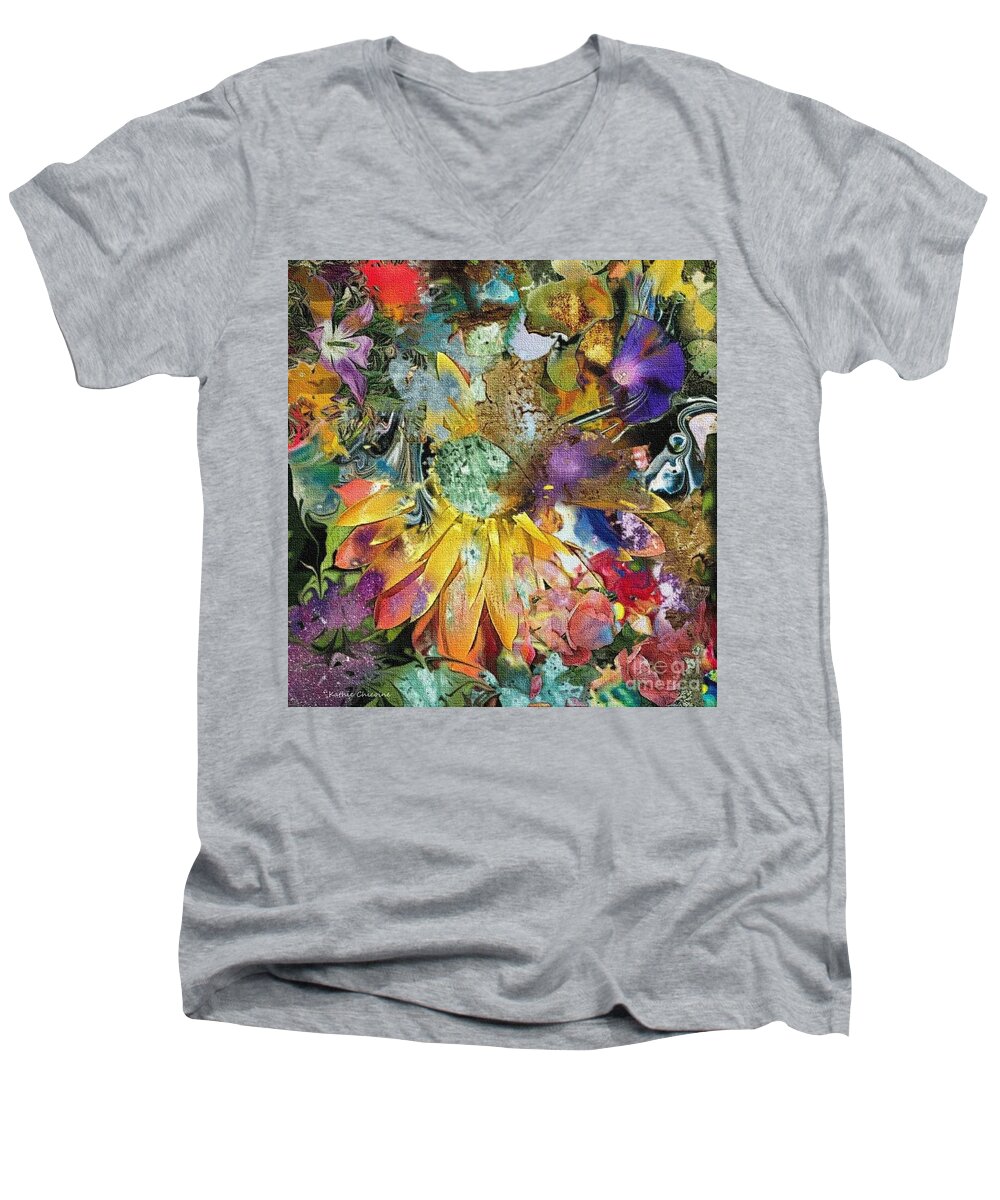 Photographic Art Men's V-Neck T-Shirt featuring the digital art Floral Mix by Kathie Chicoine