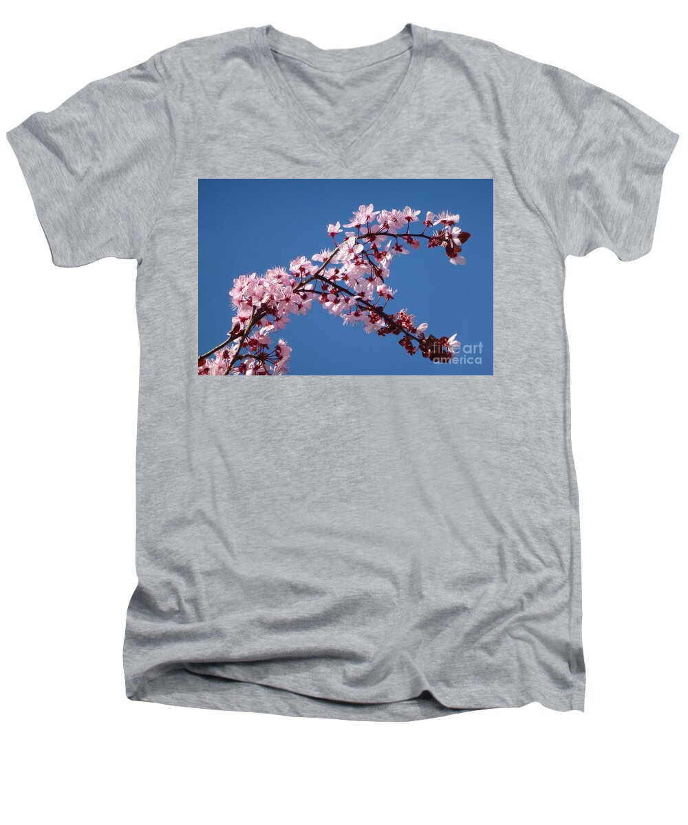 Bloom Men's V-Neck T-Shirt featuring the photograph Flowering of the Plum Tree 4 by Jean Bernard Roussilhe