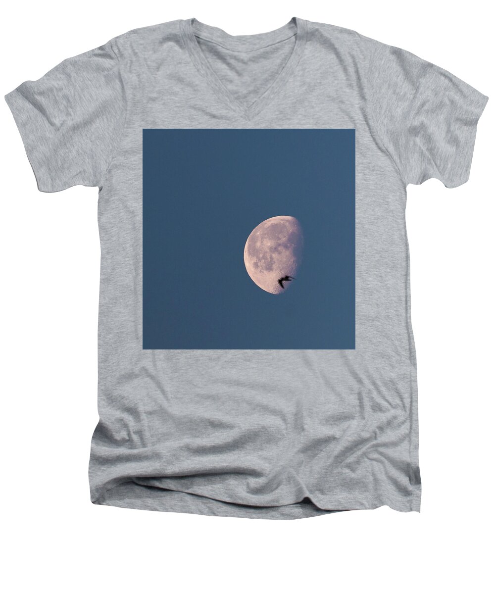 London Men's V-Neck T-Shirt featuring the photograph Fly Me to the Moon by Alex Lapidus
