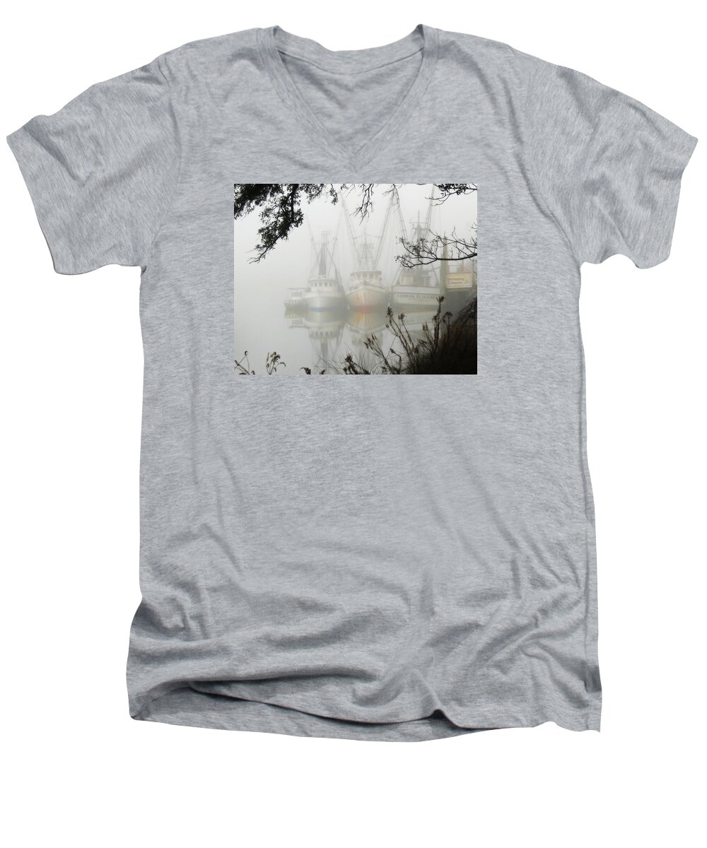 Landscape Men's V-Neck T-Shirt featuring the photograph Fogged In by Deborah Smith