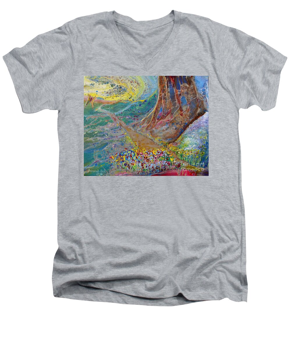 Path Men's V-Neck T-Shirt featuring the painting Follow Your Path by Deborah Nell