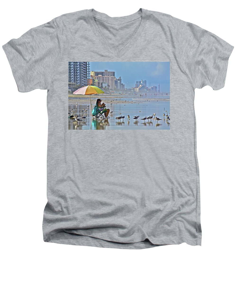 Birds Men's V-Neck T-Shirt featuring the photograph For The Birds by Diana Hatcher