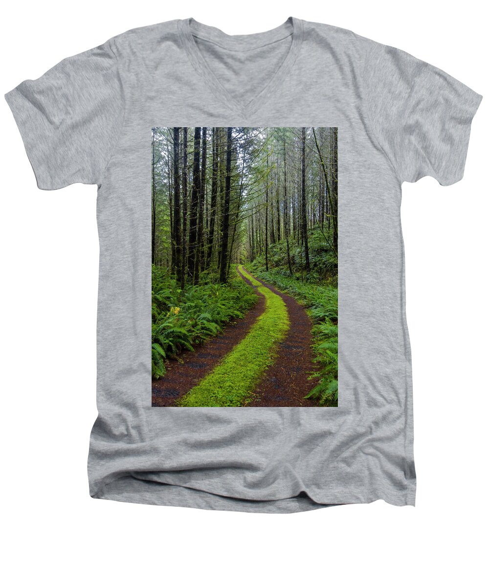 Forests Men's V-Neck T-Shirt featuring the photograph Forgotten Roads by Steven Clark