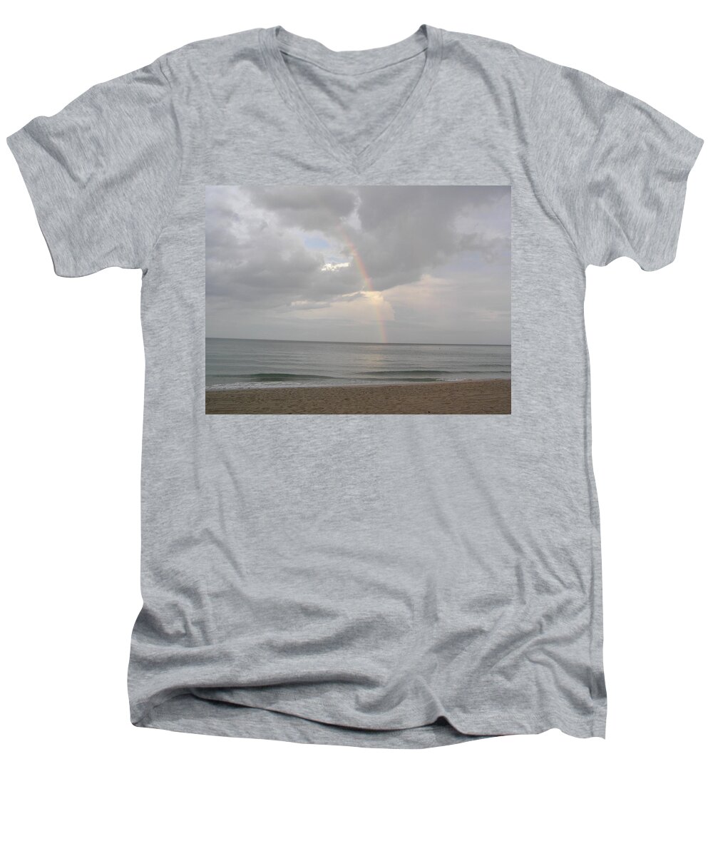 Beach Men's V-Neck T-Shirt featuring the photograph Fort Lauderdale rainbow by Patricia Piffath