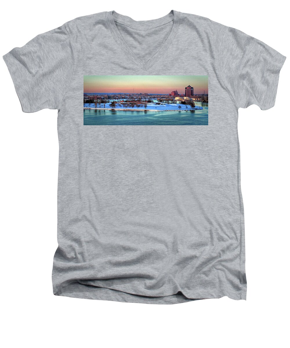 Fort Mchenry Men's V-Neck T-Shirt featuring the photograph Fort McHenry Shrouded in Snow by Bill Swartwout