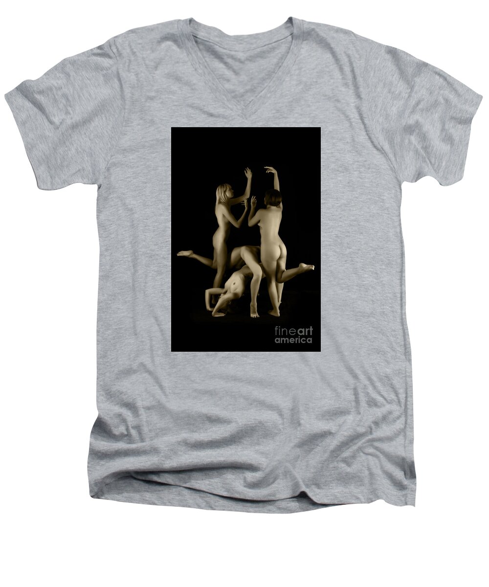 Artistic Men's V-Neck T-Shirt featuring the photograph Four Virgins by Robert WK Clark