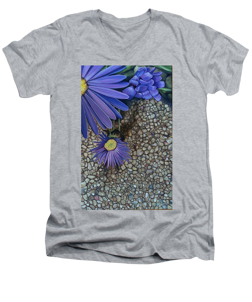 Wildflower Men's V-Neck T-Shirt featuring the painting Fragile Thing by Hunter Jay