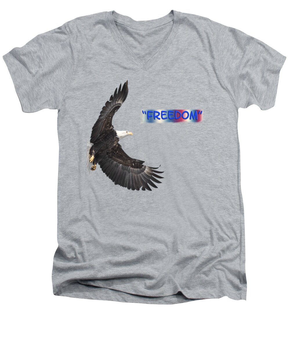 American Bald Eagle Men's V-Neck T-Shirt featuring the photograph Freedom by Thomas Young