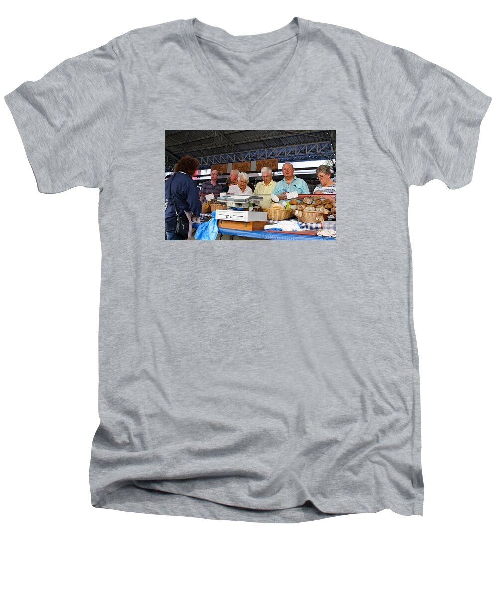 France Men's V-Neck T-Shirt featuring the photograph Fresh Breads by Allan Levin