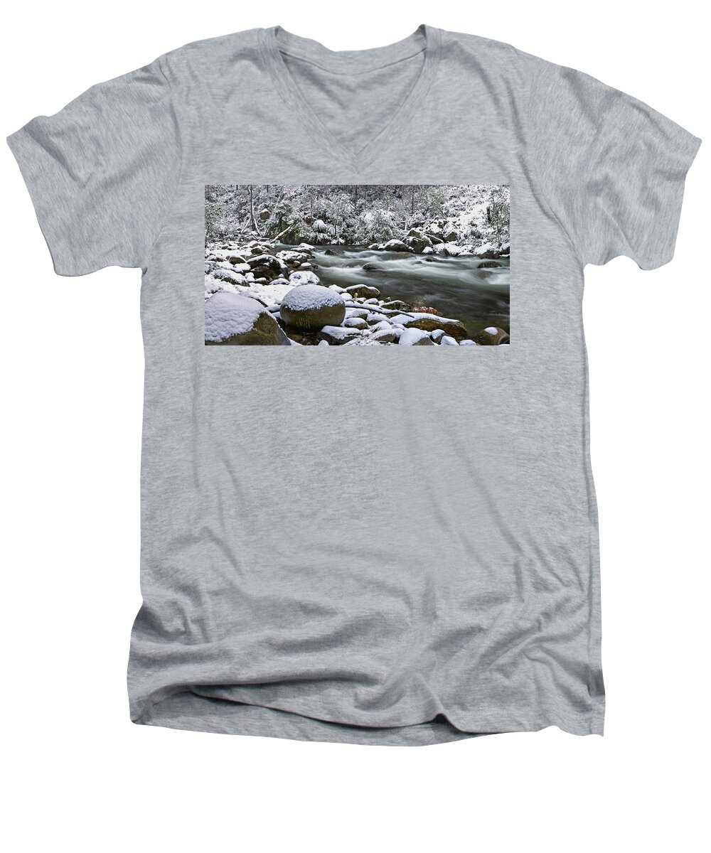 Snow Men's V-Neck T-Shirt featuring the photograph Fresh by Mark Lucey