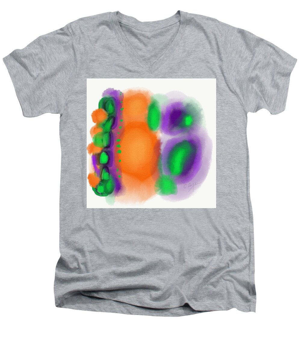 Orange Men's V-Neck T-Shirt featuring the digital art Fresh Oranges by Cristina Stefan