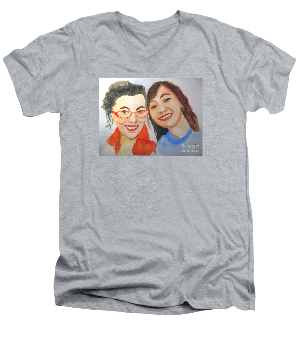 Friends Men's V-Neck T-Shirt featuring the painting Friends by Sandy McIntire