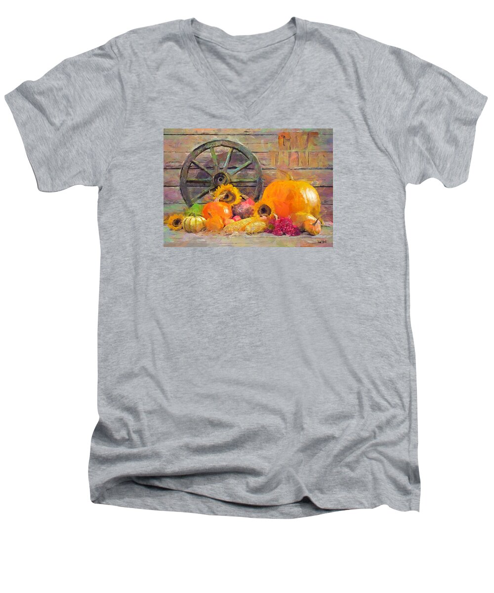 Thanksgiving Men's V-Neck T-Shirt featuring the painting Fruits of Thanks by Wayne Pascall