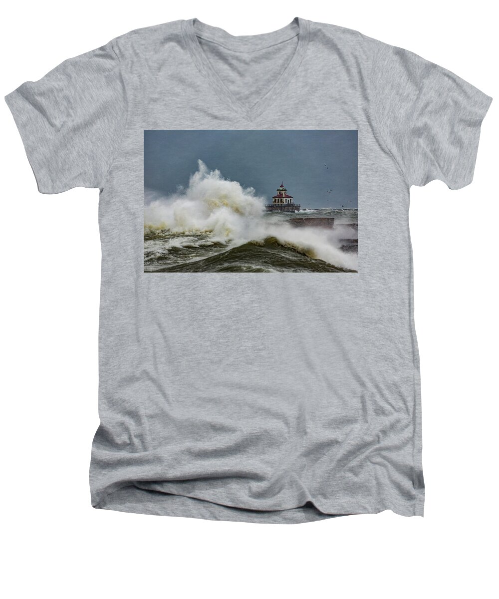 Lake Men's V-Neck T-Shirt featuring the photograph Fury On The lake by Everet Regal