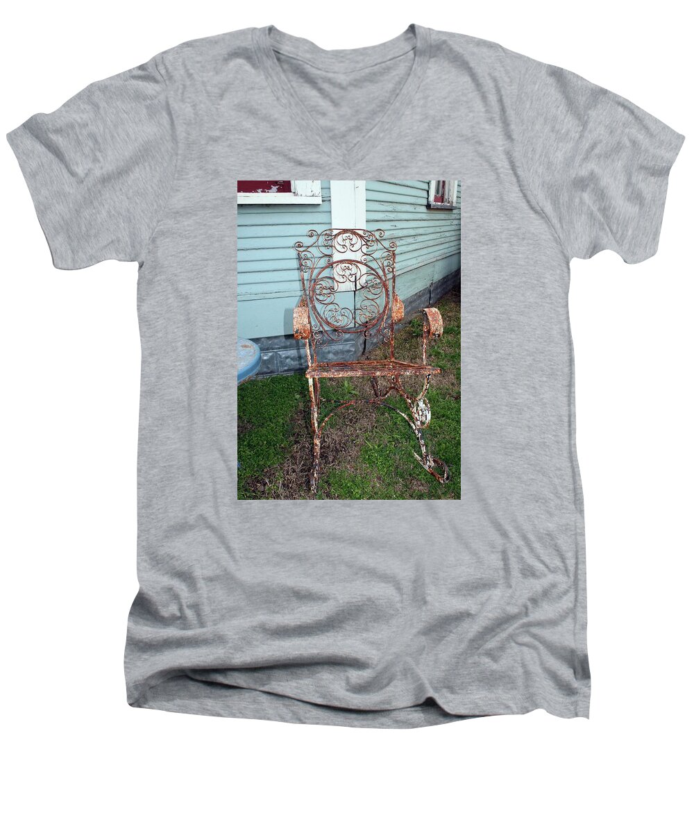 Chair Men's V-Neck T-Shirt featuring the photograph Garden Chair by Terry Burgess