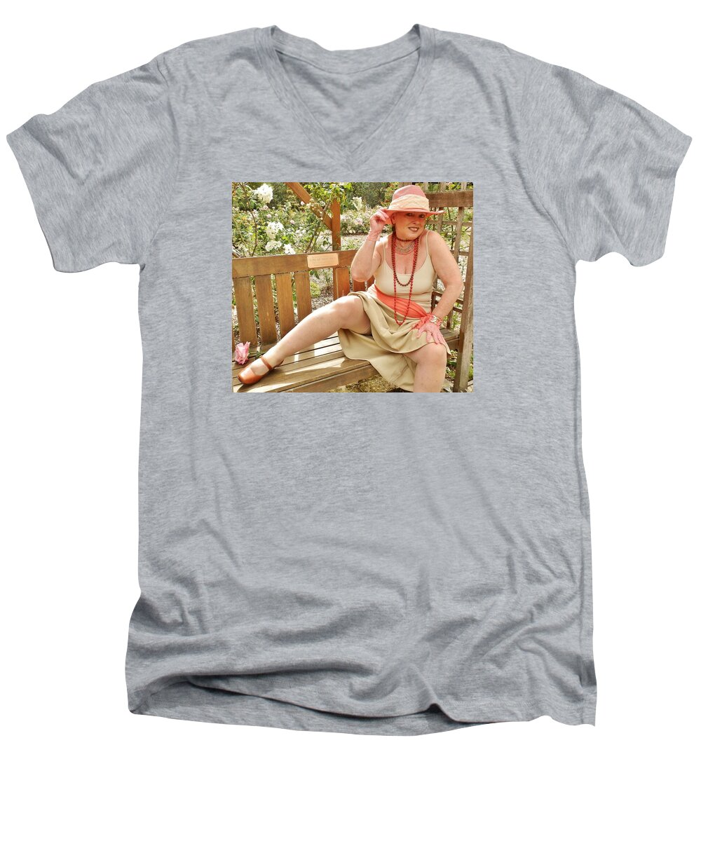  Men's V-Neck T-Shirt featuring the photograph Garden Gypsy by VLee Watson