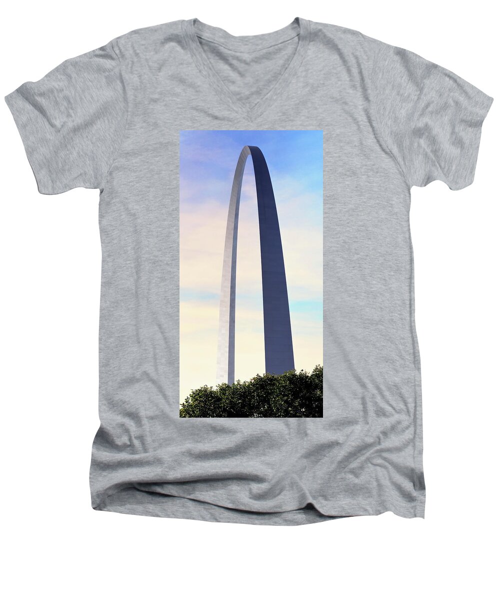 Garteway Arch Men's V-Neck T-Shirt featuring the photograph Gateway Arch - St Louis by Harold Rau