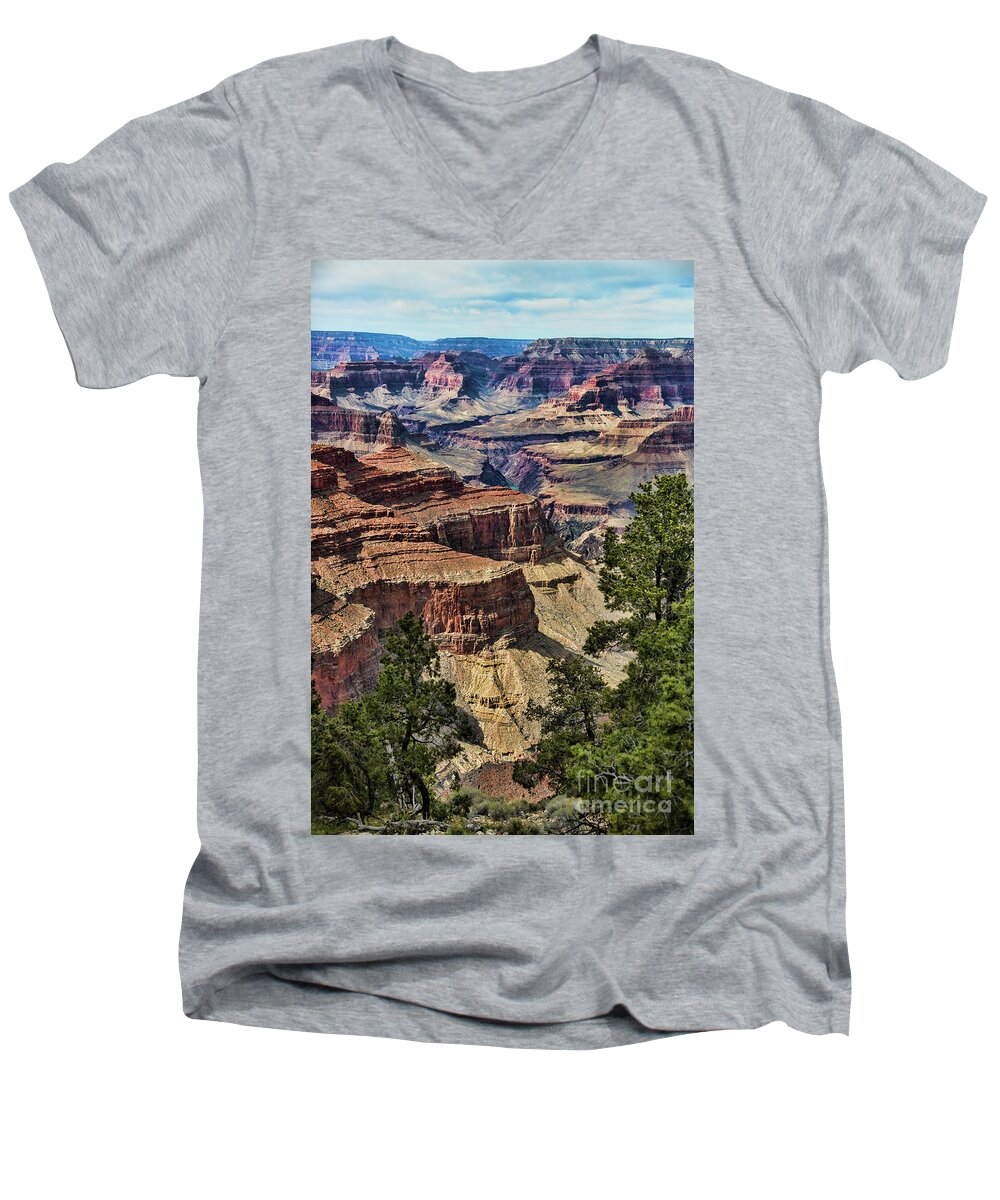 Grand Canyon Men's V-Neck T-Shirt featuring the photograph Gc 32 by Chuck Kuhn