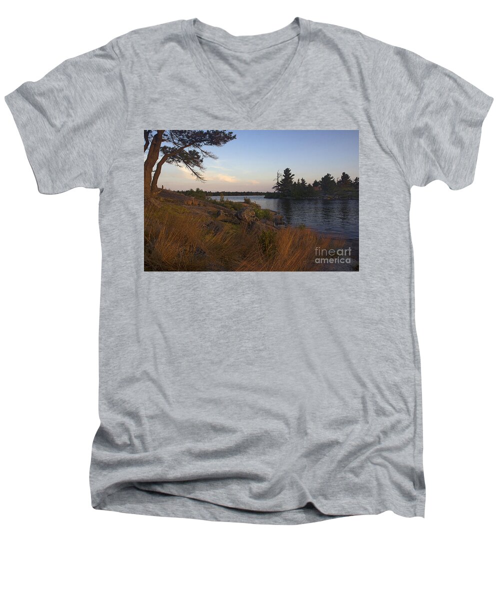 Georgian Bay Men's V-Neck T-Shirt featuring the photograph Georgian Bay Sunrise-4300 by Steve Somerville