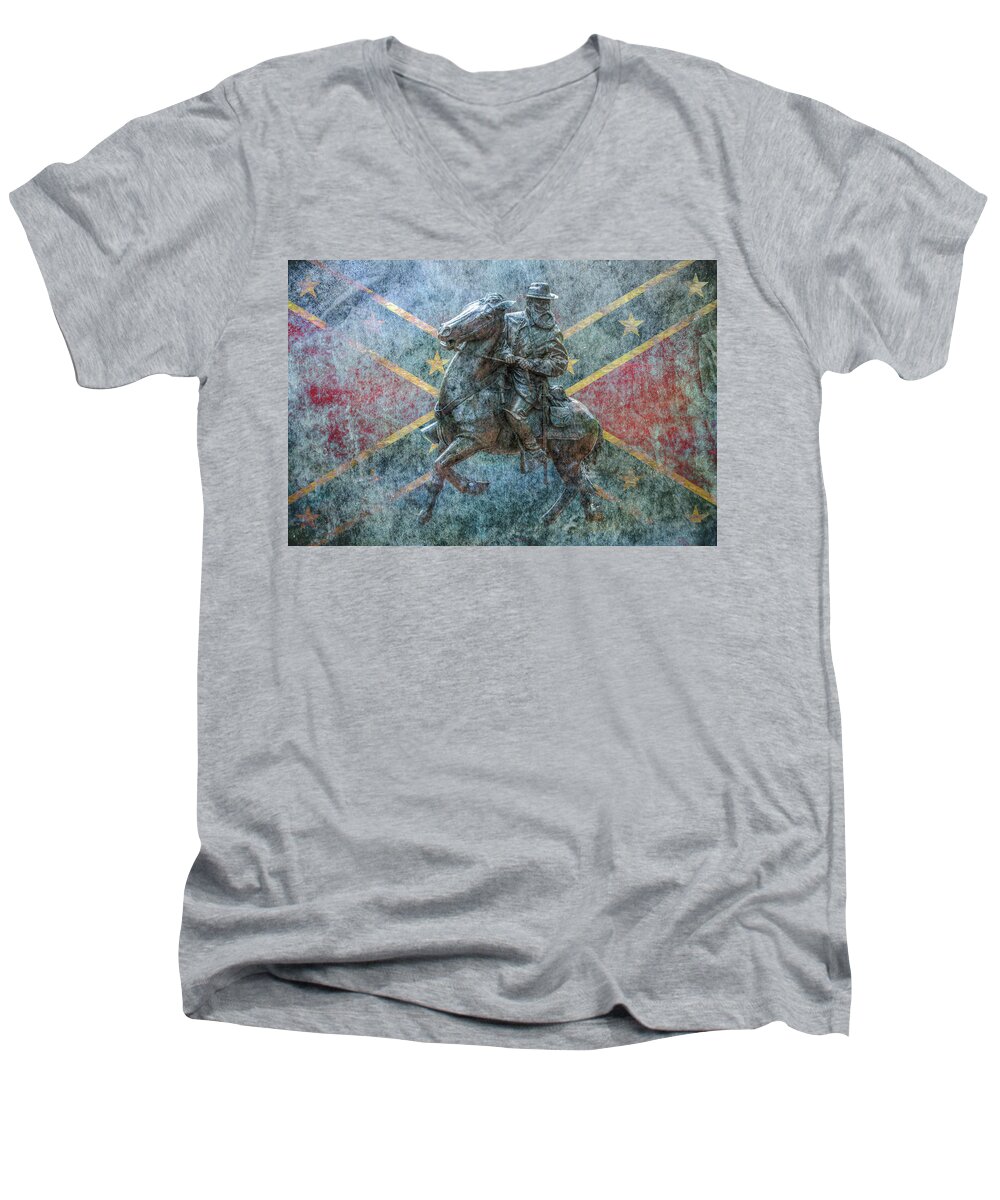 Ghost Of Gettysburg Men's V-Neck T-Shirt featuring the digital art Ghost Of Gettysburg Verson Three by Randy Steele