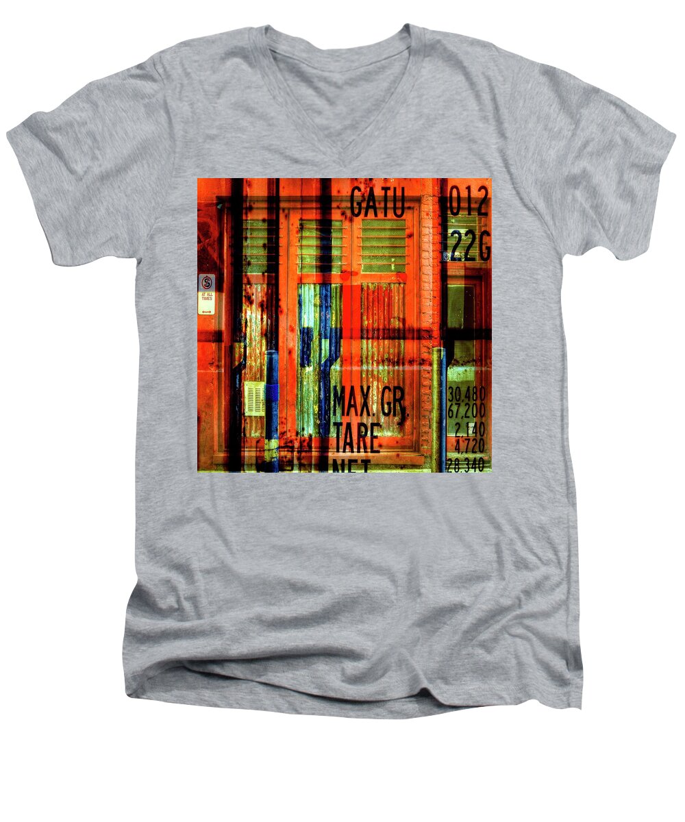 Abstract Men's V-Neck T-Shirt featuring the photograph Gimmie A Sign by Wayne Sherriff