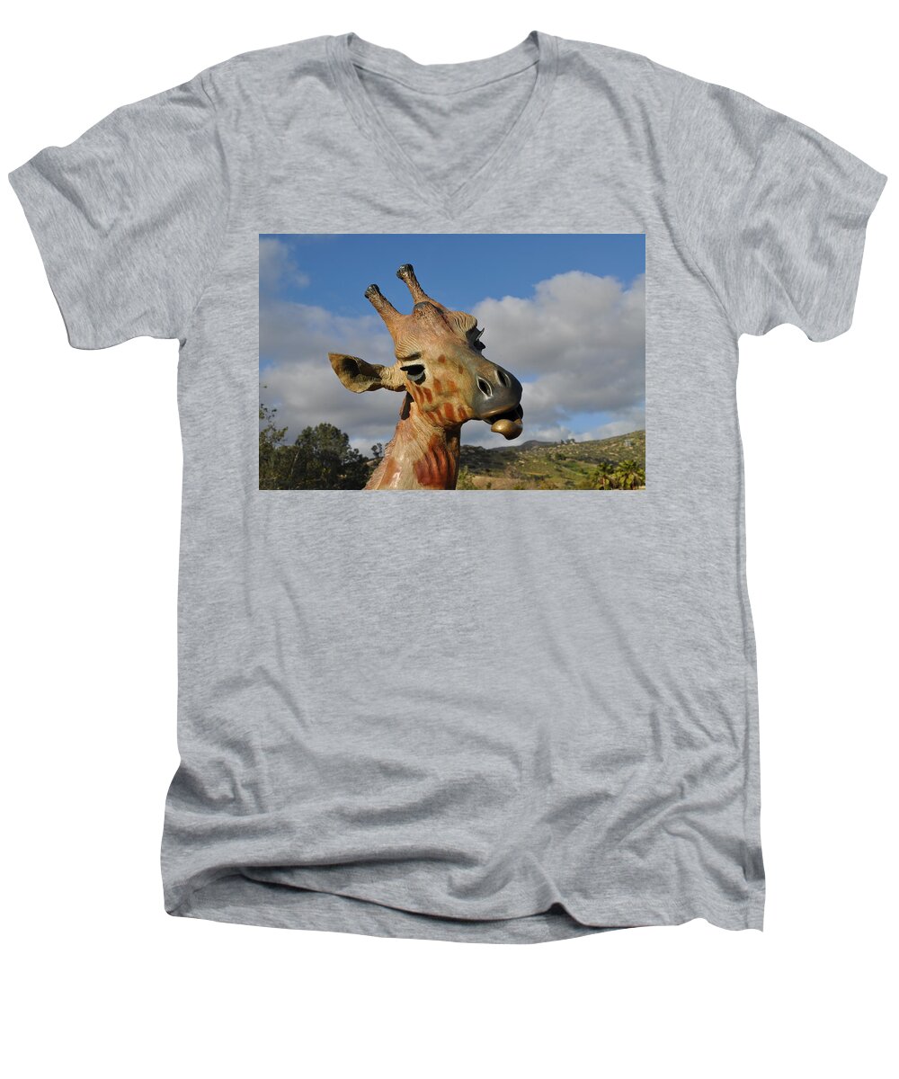  Men's V-Neck T-Shirt featuring the photograph Giraffe by Bridgette Gomes