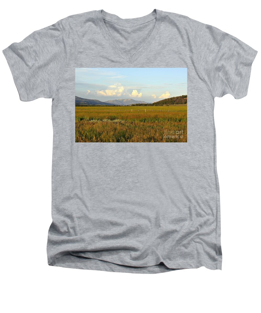Meadow Men's V-Neck T-Shirt featuring the photograph Glowing Meadow by Teresa Zieba