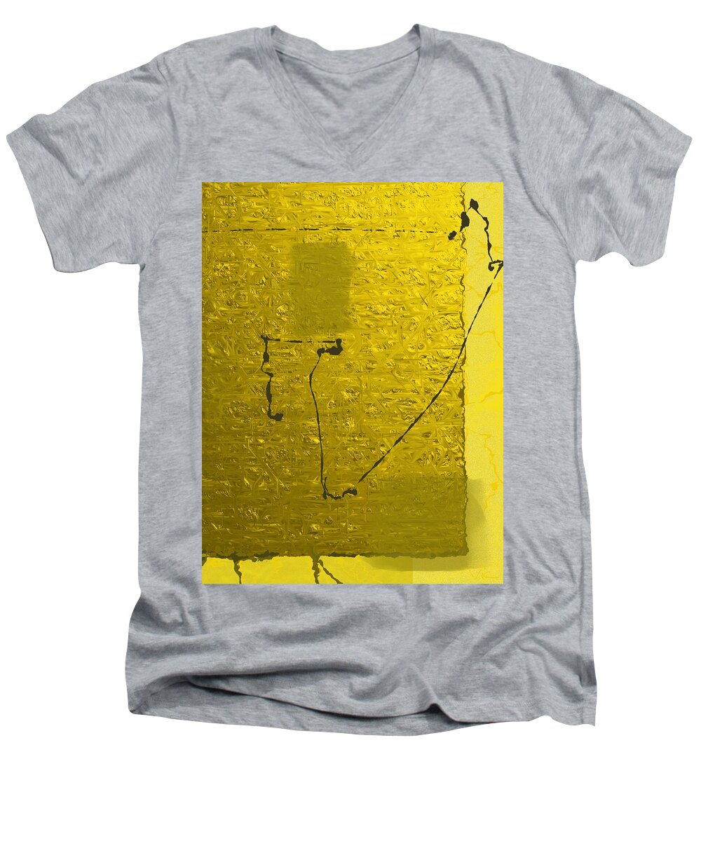 Victor Shelley Men's V-Neck T-Shirt featuring the digital art Gold Parchment by Victor Shelley