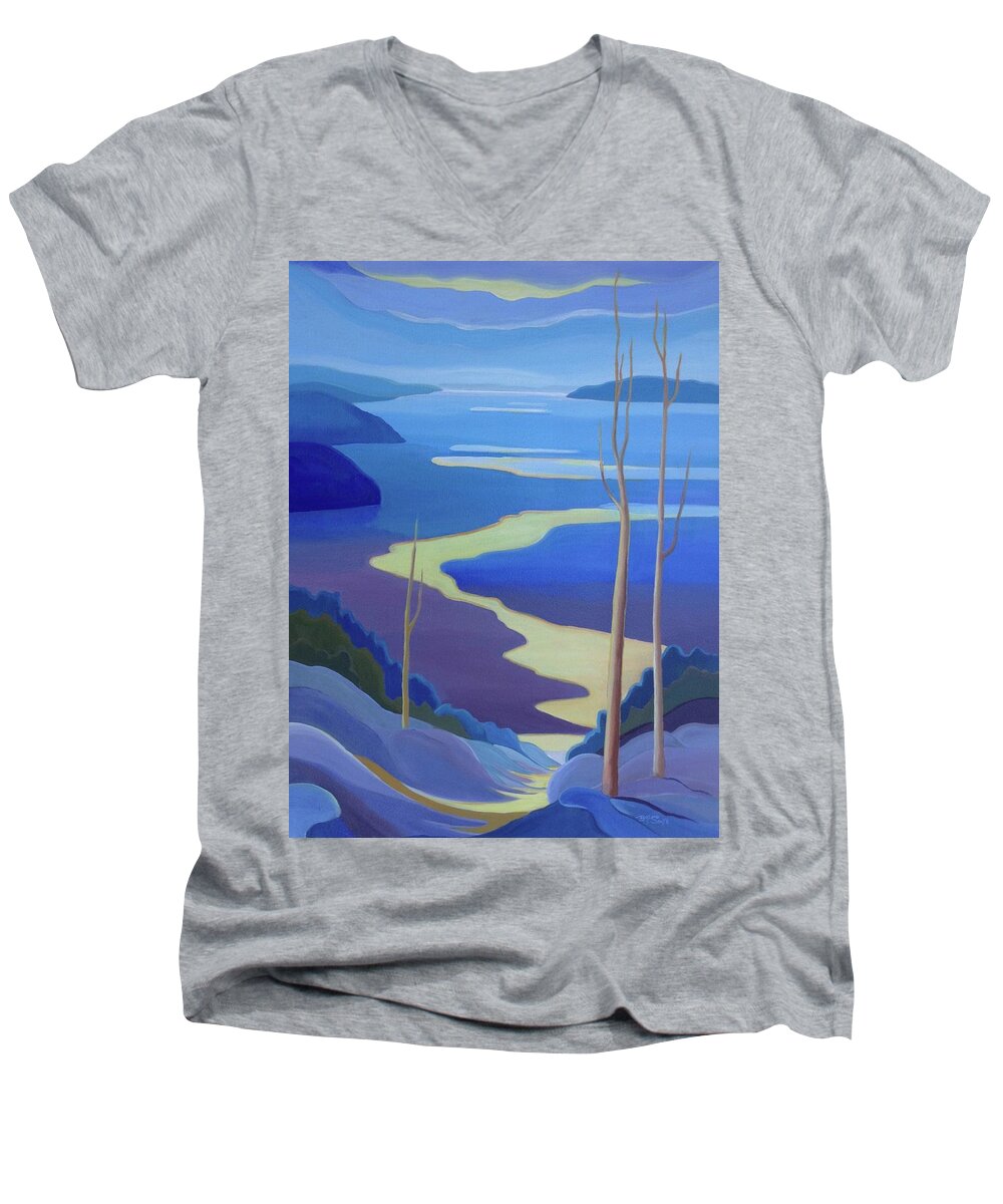 Group Of Seven Men's V-Neck T-Shirt featuring the painting Grandview by Barbel Smith