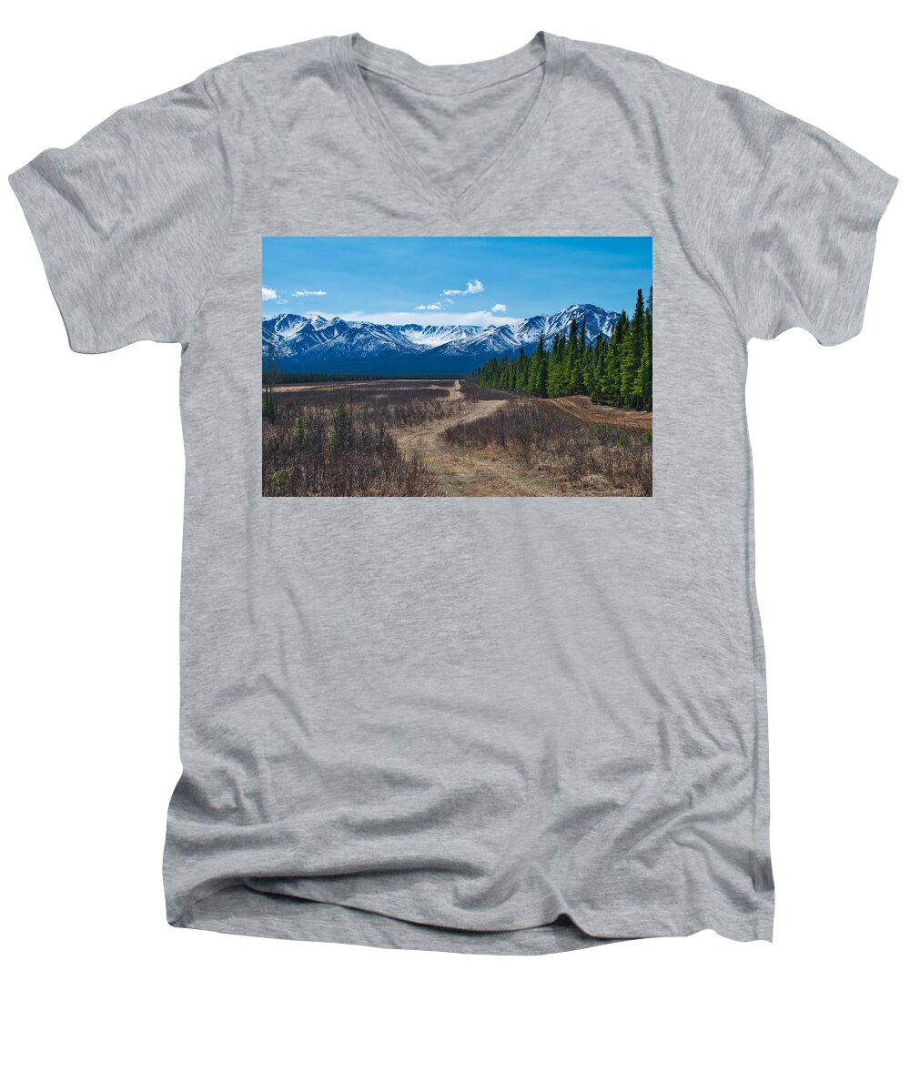 Granites Men's V-Neck T-Shirt featuring the photograph Granite Mountains in Early Spring by Cathy Mahnke