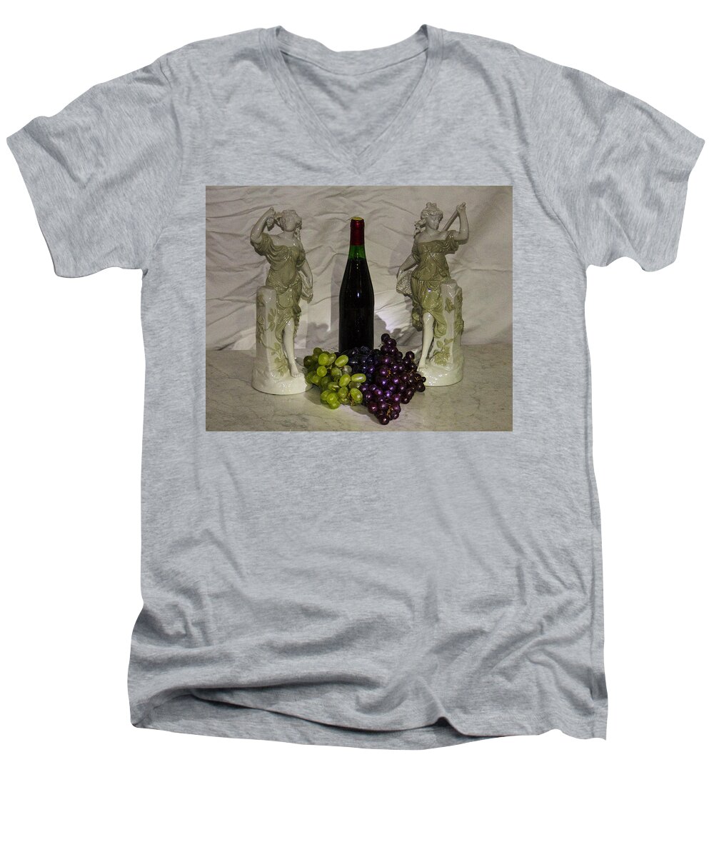 Gray Men's V-Neck T-Shirt featuring the photograph Grapes by Suanne Forster
