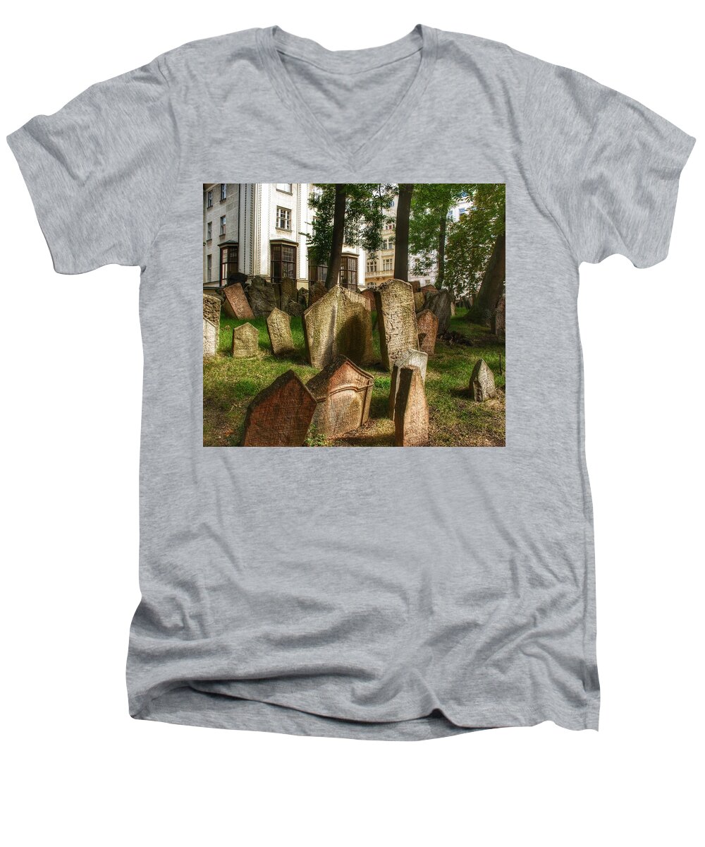 Budapest Men's V-Neck T-Shirt featuring the photograph Graveyard Shift I by Kathi Isserman