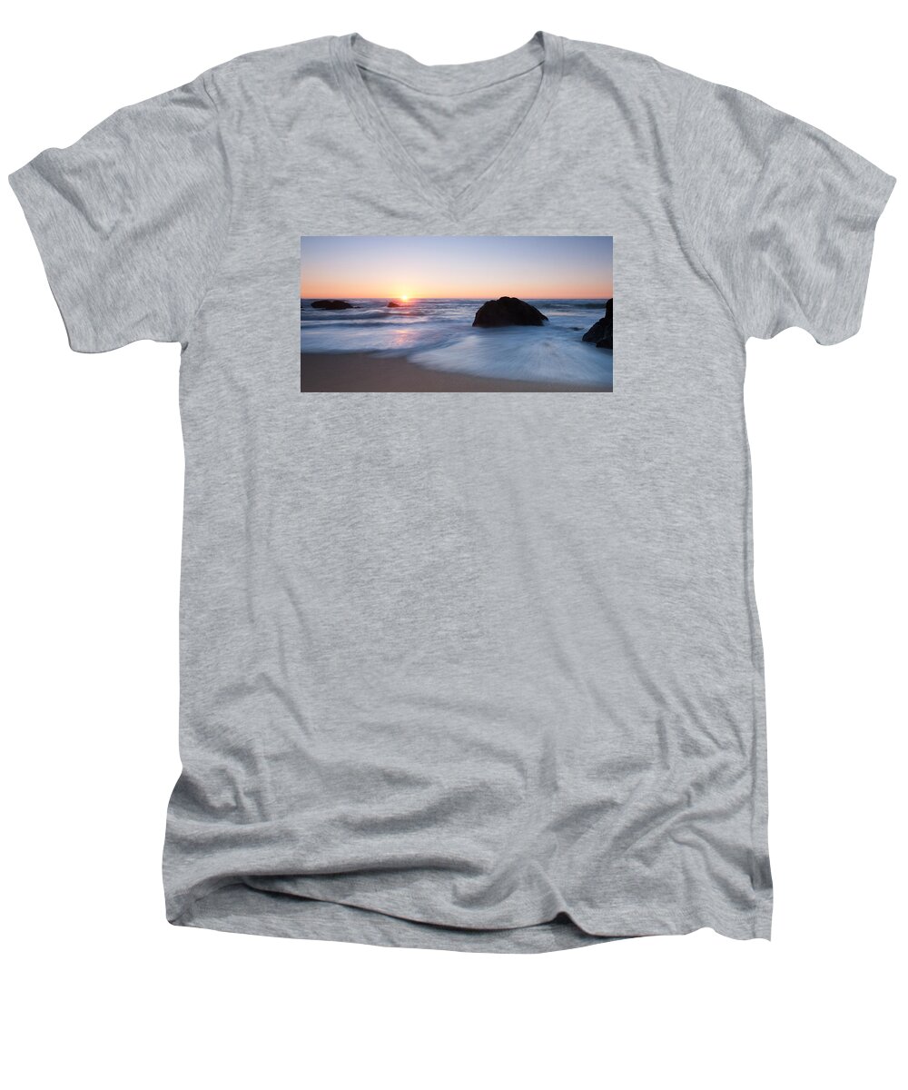 Gray Whale Cove State Beach Men's V-Neck T-Shirt featuring the photograph Gray Whale Cove State Beach 3 by Catherine Lau