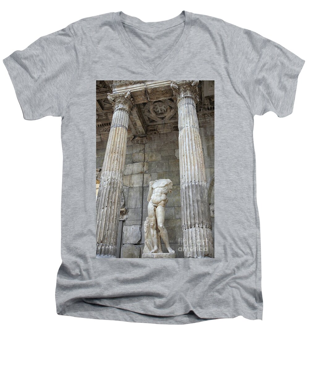 Ancient Men's V-Neck T-Shirt featuring the photograph Greek statue by Patricia Hofmeester