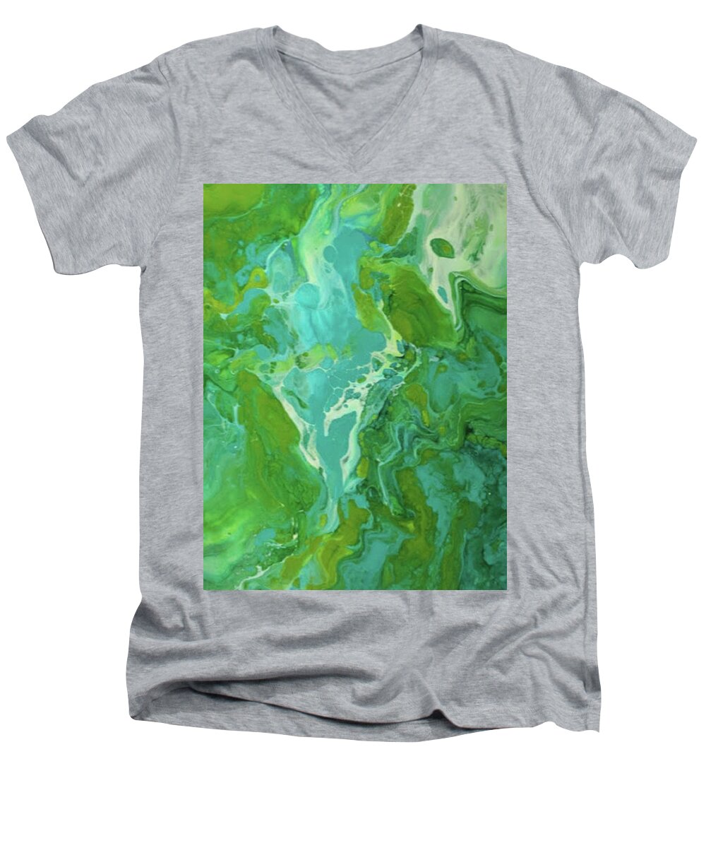 Water Men's V-Neck T-Shirt featuring the painting Green Waters by Kathy Sheeran