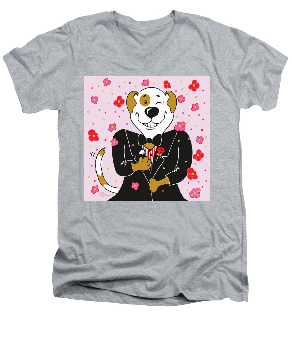 Dog Men's V-Neck T-Shirt featuring the digital art Groom Dog by Shari Warren