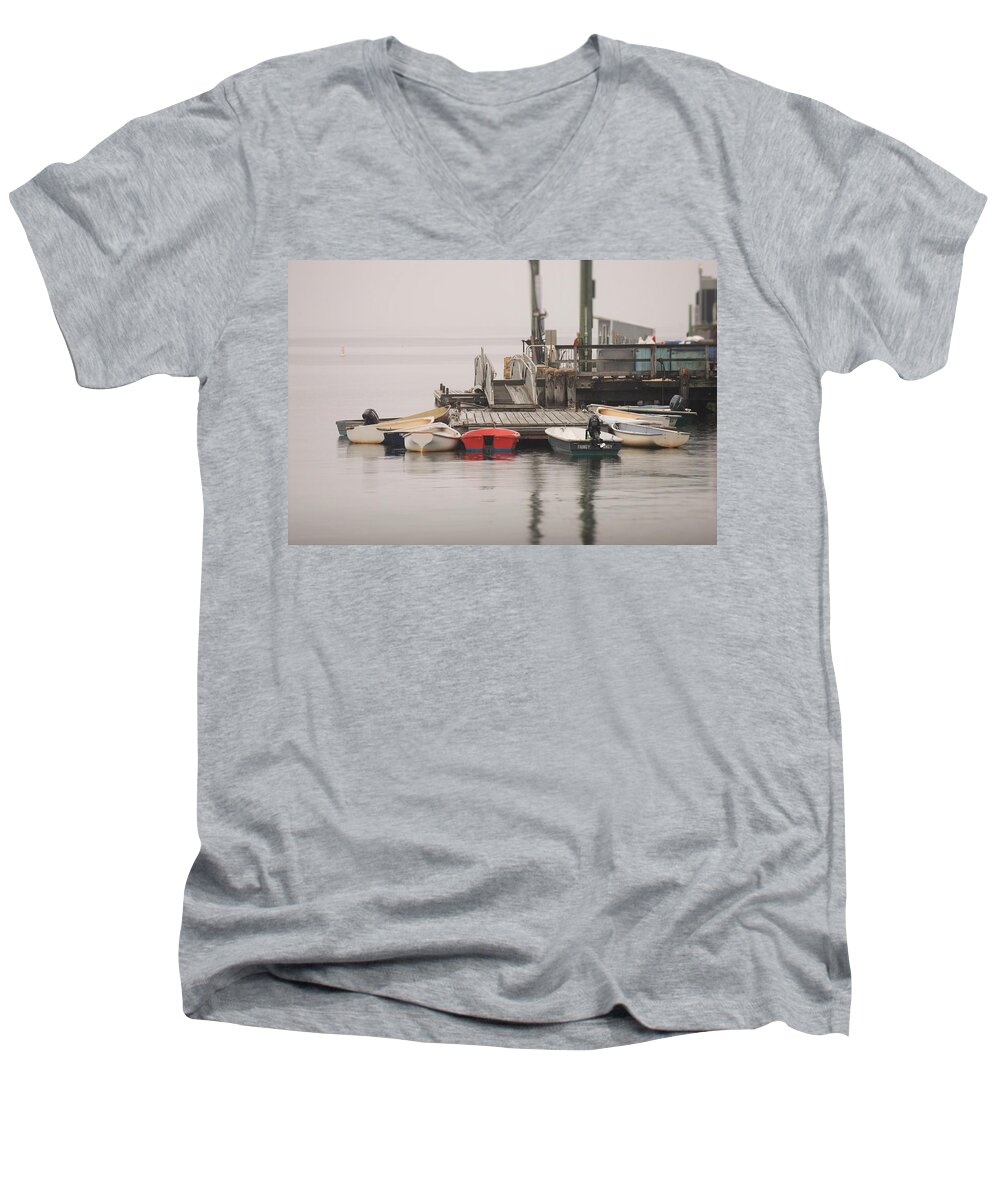 Boats Men's V-Neck T-Shirt featuring the photograph Group Meeting by Jewels Hamrick