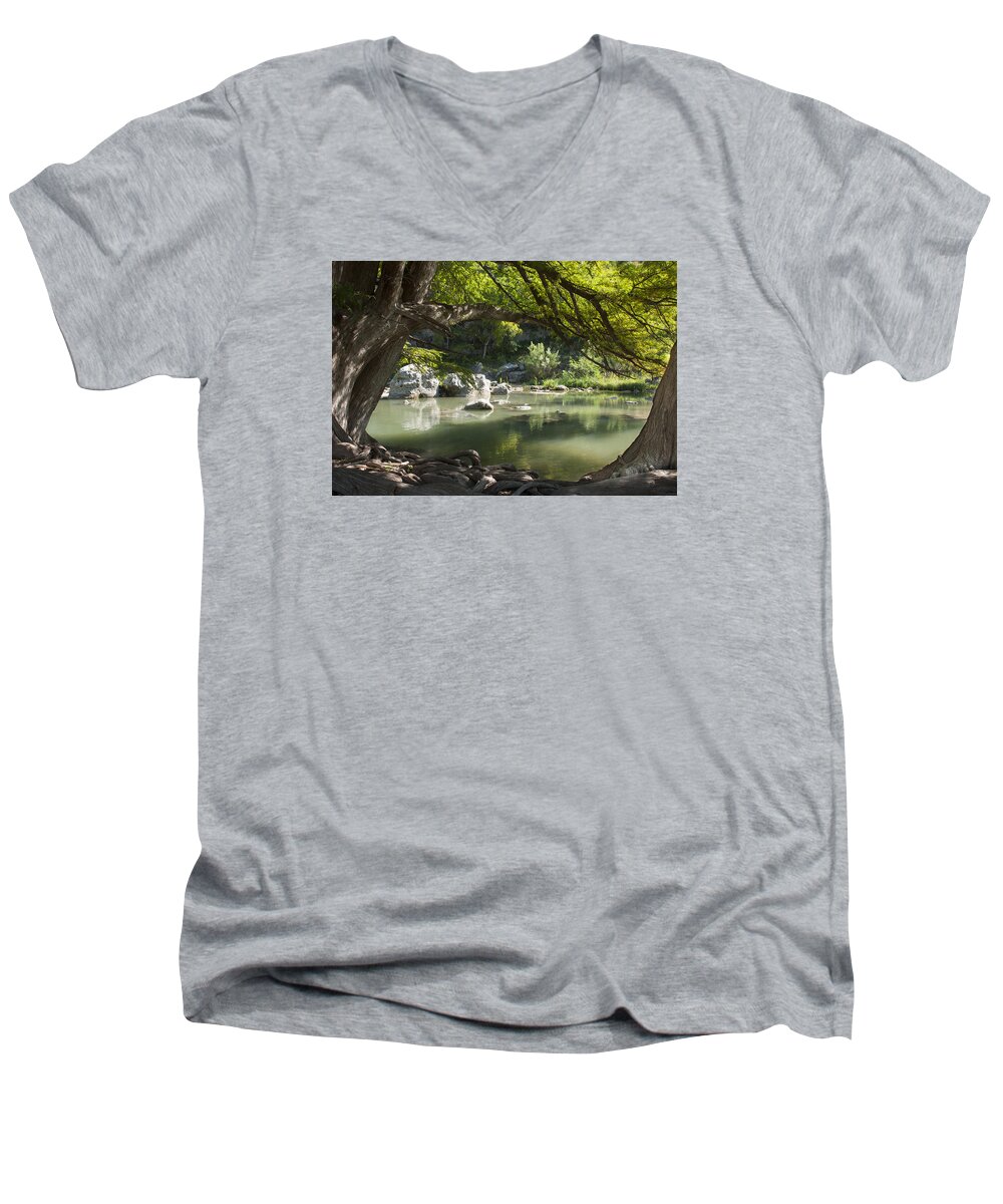 River Men's V-Neck T-Shirt featuring the photograph Guadalupe River by Brian Kinney