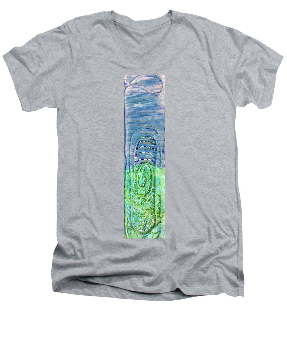 Aqua Men's V-Neck T-Shirt featuring the tapestry - textile Gulf Stream Eddie by Kay Shaffer