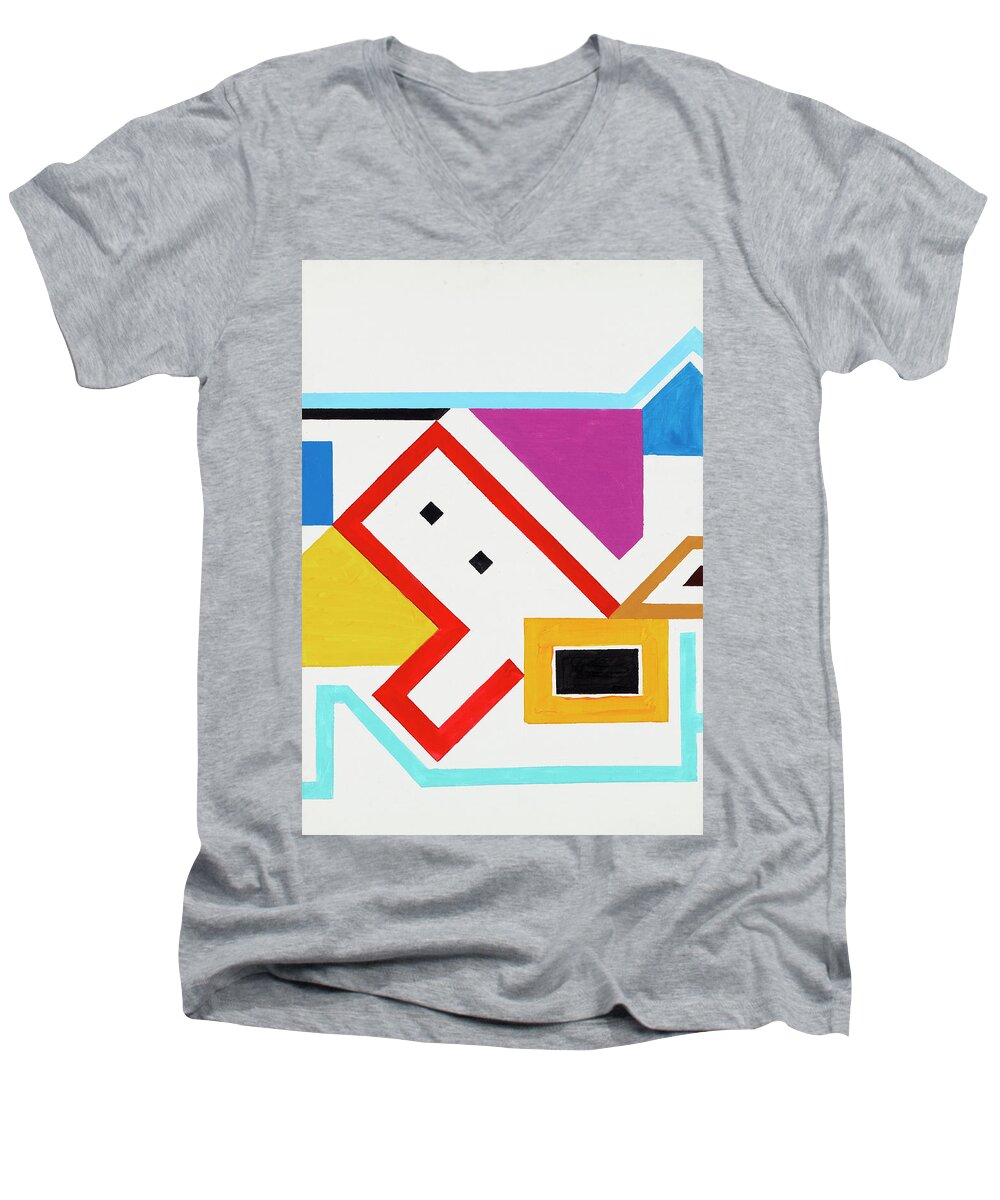 Abstract Men's V-Neck T-Shirt featuring the painting Halleluja - Part V by Willy Wiedmann
