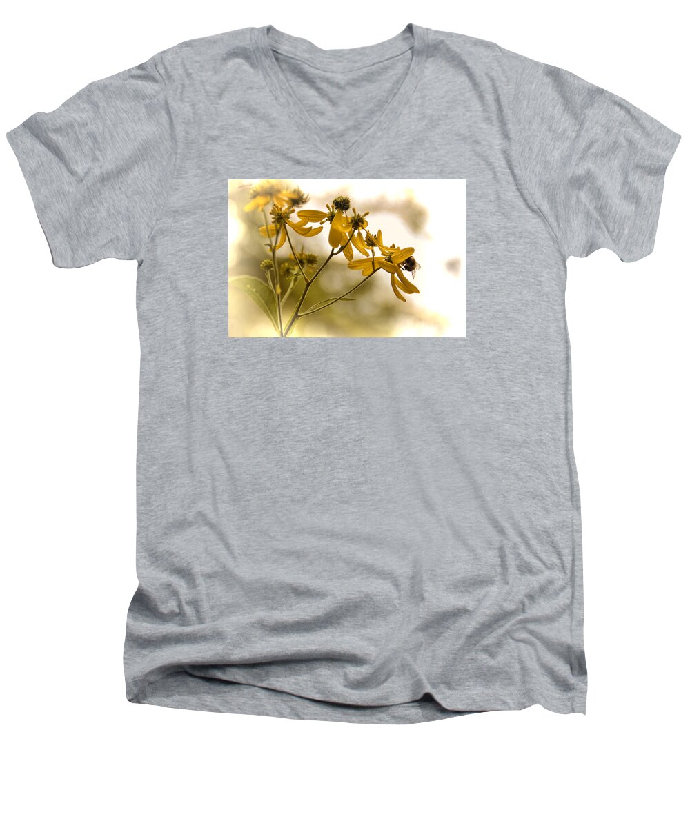 Bee Men's V-Neck T-Shirt featuring the photograph Hard at Work by Dennis Lundell