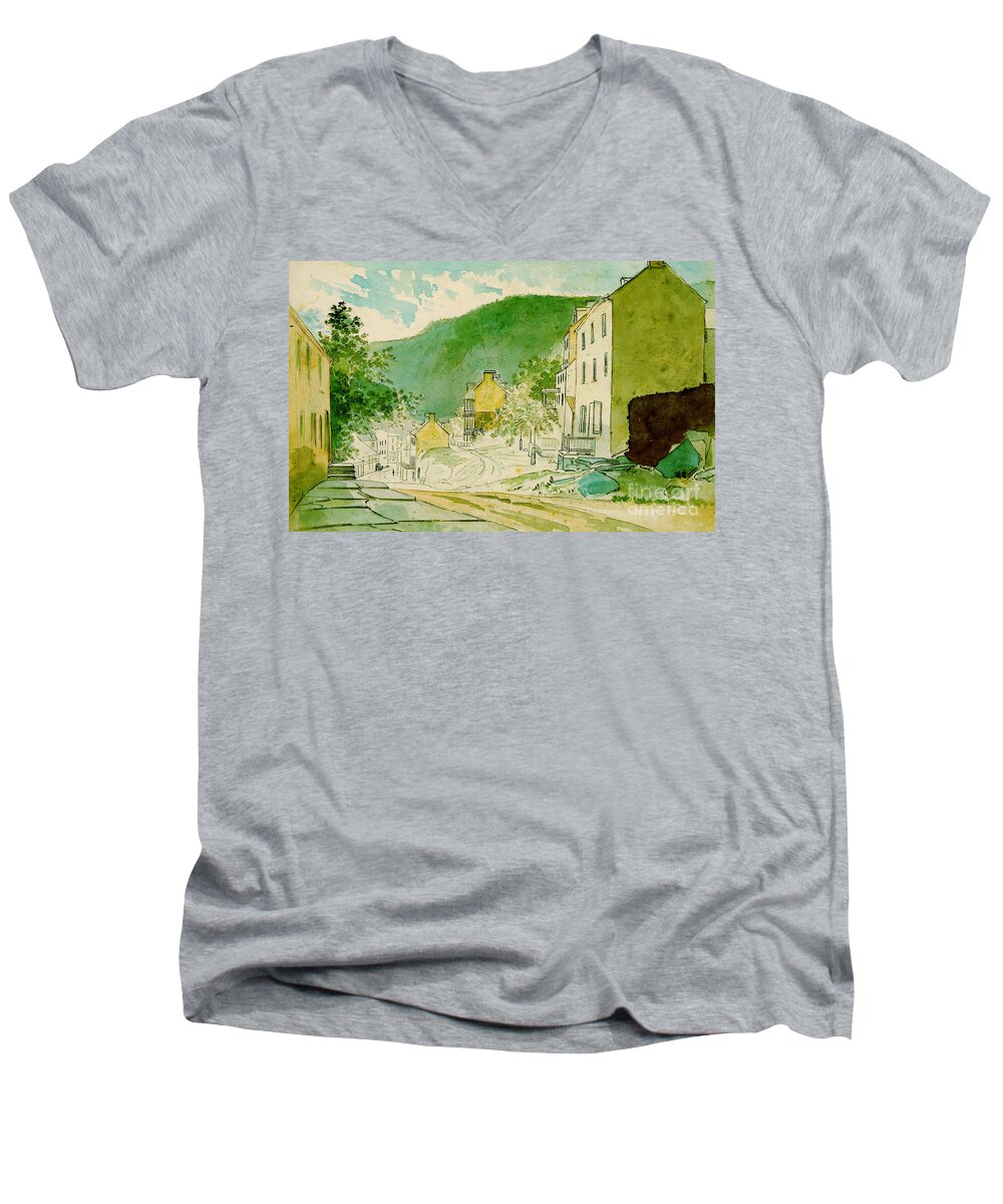 Harpers Ferry West Virginia 1873 Men's V-Neck T-Shirt featuring the photograph Harpers Ferry West Virginia 1873 by Padre Art