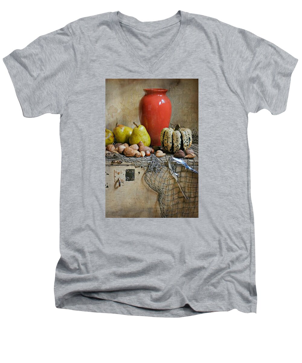 Harvest Men's V-Neck T-Shirt featuring the photograph Harvest Vase by Diana Angstadt