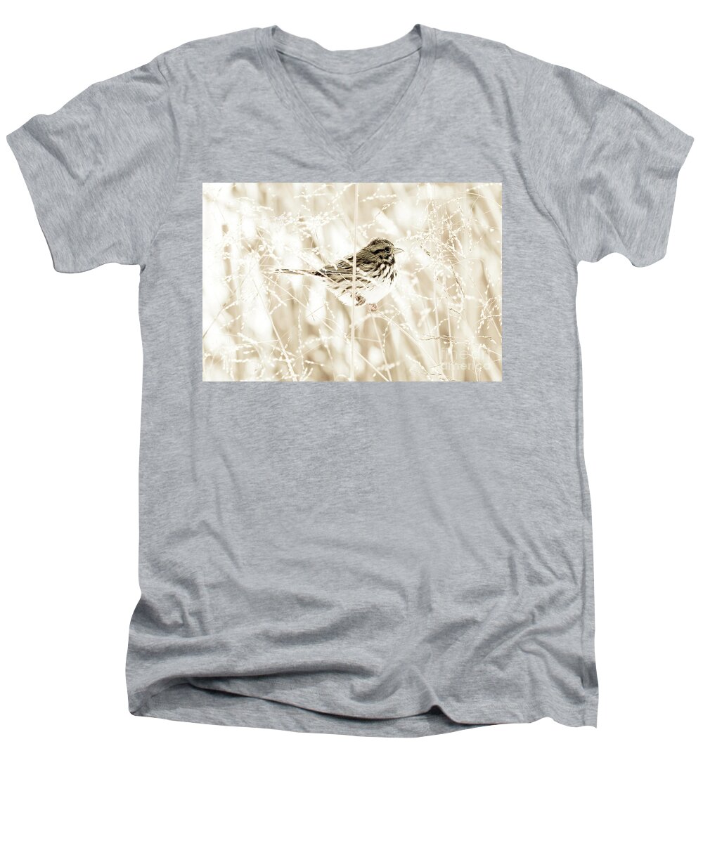 Christian Men's V-Neck T-Shirt featuring the photograph He Feeds the Sparrows by Anita Oakley