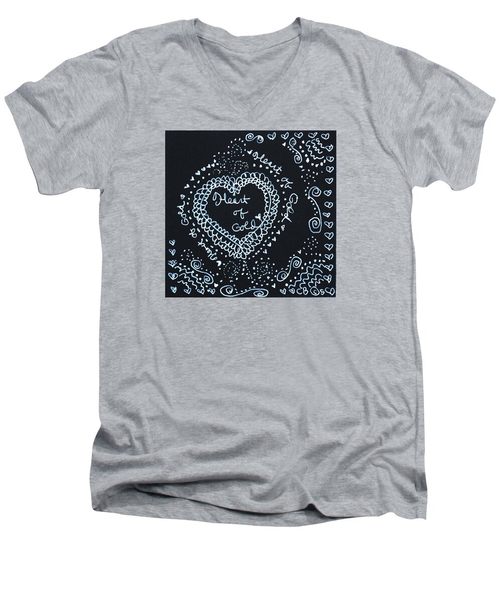 Caregiver Men's V-Neck T-Shirt featuring the drawing Heart Of Gold by Carole Brecht