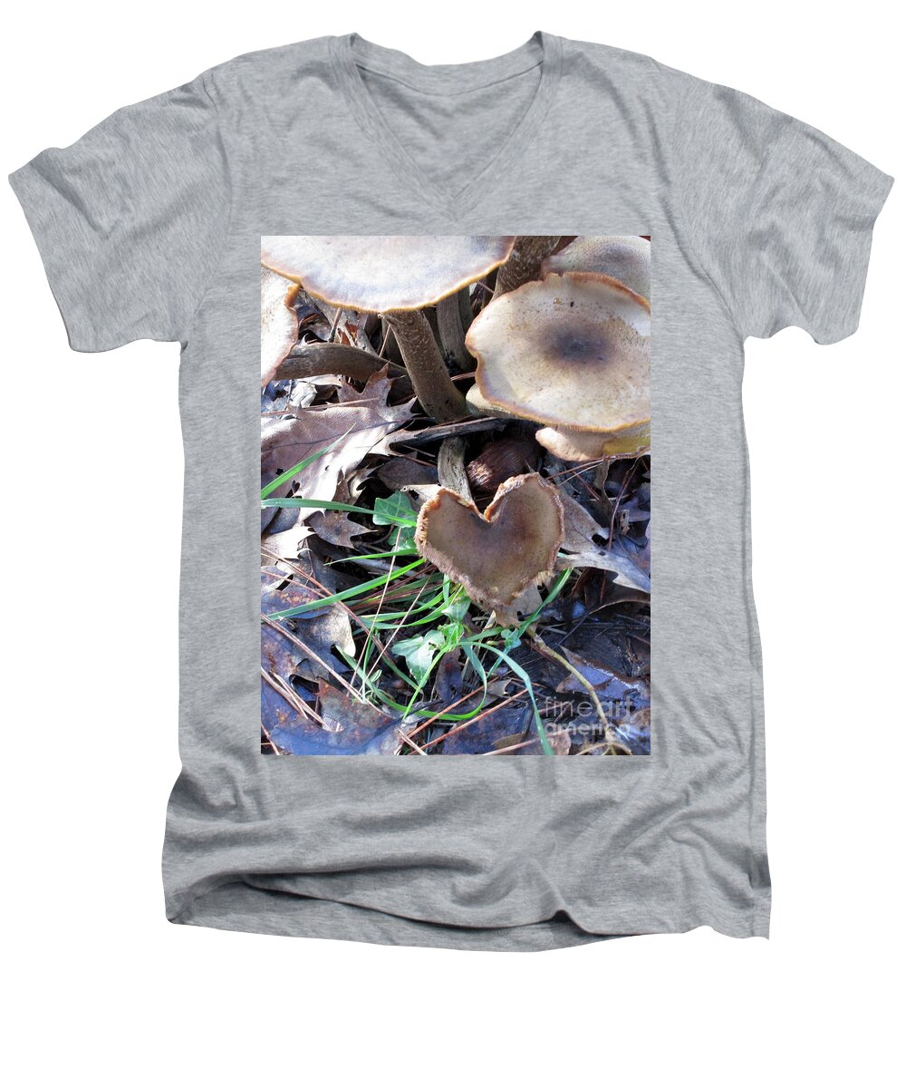 Heart Men's V-Neck T-Shirt featuring the photograph Heart of the Matter mushroom style by Marie Neder