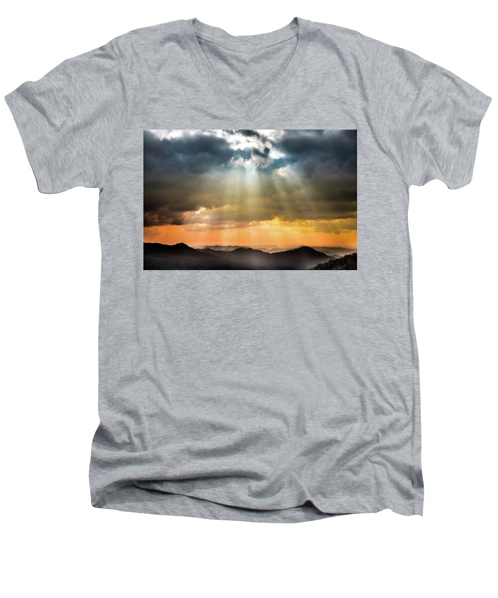 Sunbeams Men's V-Neck T-Shirt featuring the photograph Heaven's Lullaby by Karen Wiles
